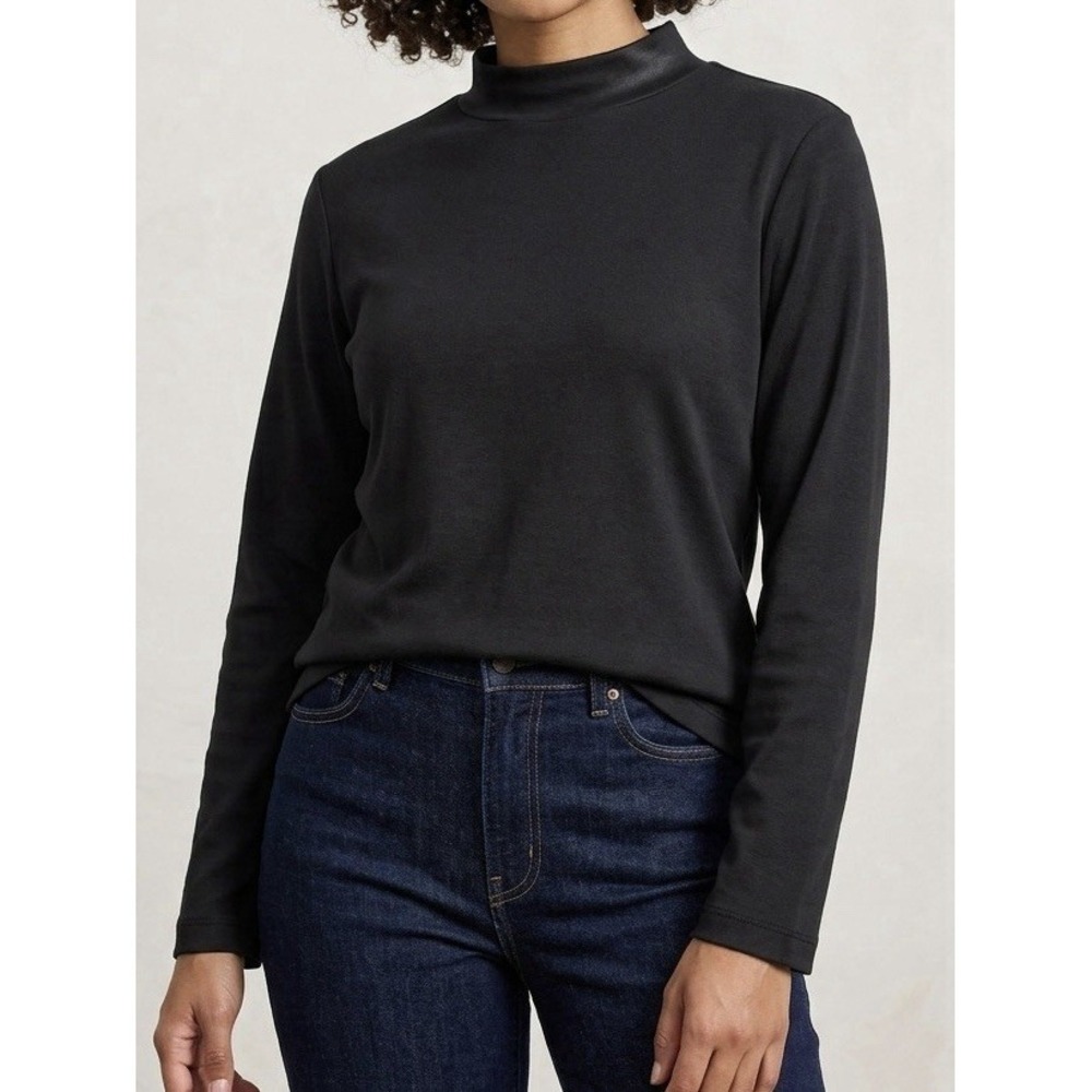 Mountain‎ Lake Shirt Womens XL Black Long Sleeve High Neck Long Sleeve